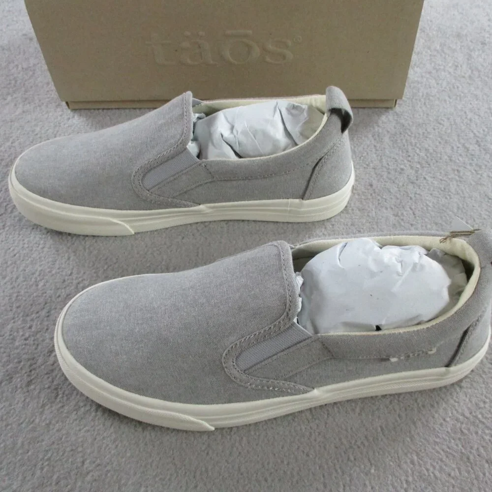 Taos Shoes Ladies 7.5 Medium Grey Wash Canvas Rubber Soul Slip On Casual Sneaker - Picture 3 of 7